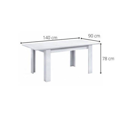 Mesa de comedor extensible blanca brillante de melamina 004586BO