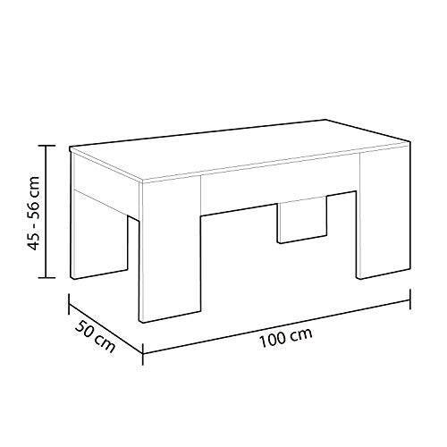 Mesa para centro con tapa elevable blanca artik 001640A