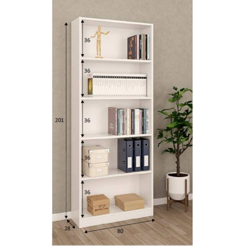 Estantería blanca Artik de melamina con 5 baldas 005626A