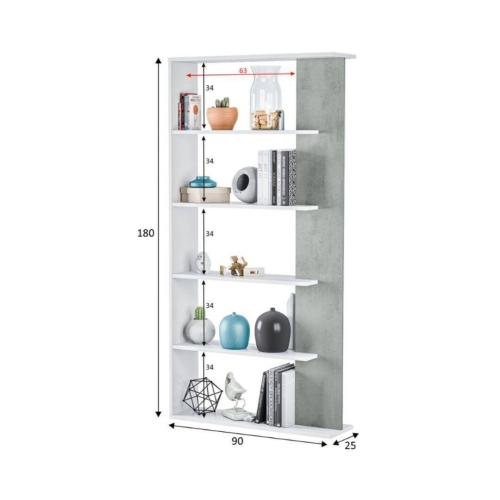 Estantería ALIDA de 5 estantes color blanco artik y cemento 0L2252A