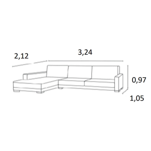 Sofá Chaise Longue de Patas Altas Tapizado en Tela Izquierda QUEEN