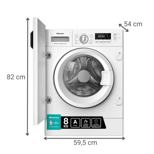Lavadora integrable Hisense 8kg 1400rpm A Inverter WF3M841BWIES