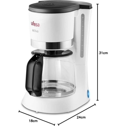 Cafetera de Goteo Ufesa 800W 10-12 Tazas Blanca CG7123
