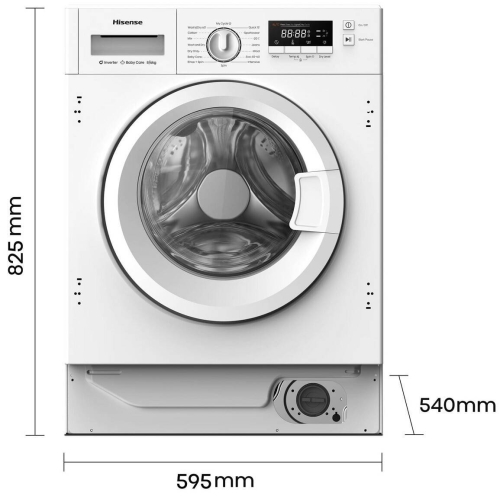 Lavasecadora Integrable 8/6 Kg 1400 RPM Hisense WD3M841BWIES