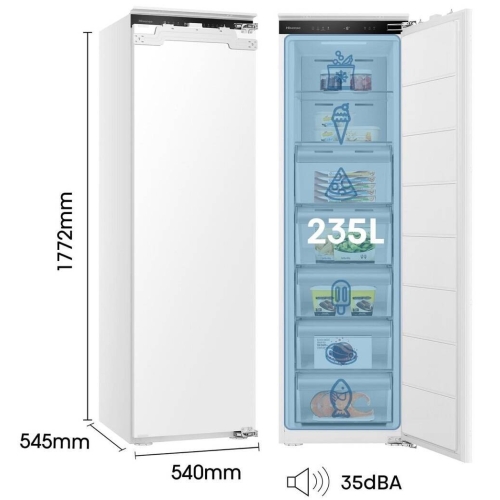 Congelador Vertical Integrable Hisense No Frost 300L Clase E FT3B213SAWE