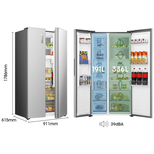 Frigorífico Side by Side Hisense Clase E Inox RS3P538NAIE