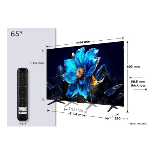 Televisor QLED 65" UHD 4K con Google TV TCL 65P7K