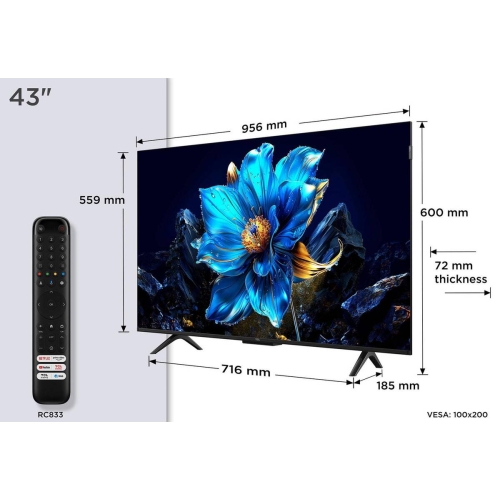 Televisor TCL QLED 43" 4K 43P7K 5901292525958