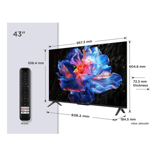 Televisor TCL 43 pulgadas 4K UHD Smart TV con Google TV 43P6K
