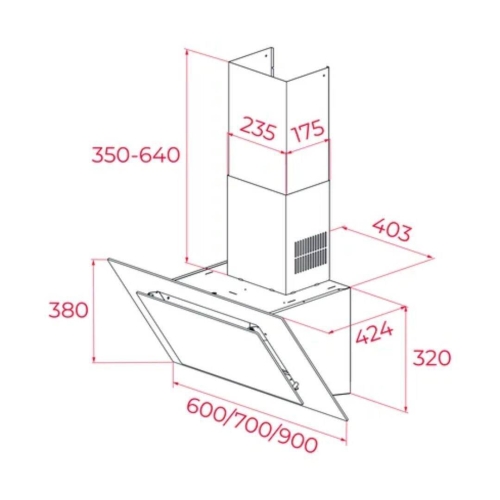 Campana Teka DVT Pro Inclinada Cristal Blanco 90cm 112930044