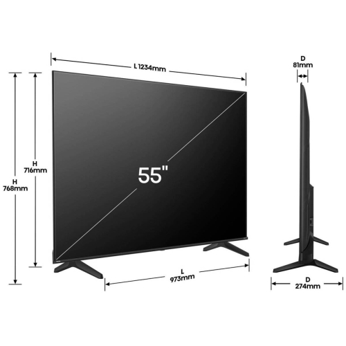 Televisor Hisense 55" 4K UHD Smart Vidaa Dolby Vision HDR 55A6GQ
