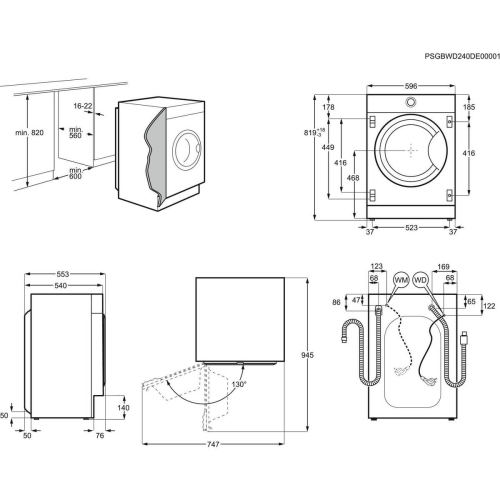 Lavadora-Secadora Integrable AEG 8+4 kg 1600 rpm LWN7E8636F