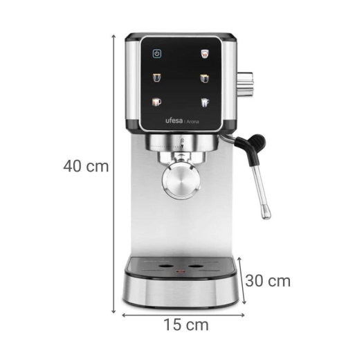 Cafetera Express con 20 Bares y Panel Táctil UFESA ARONA