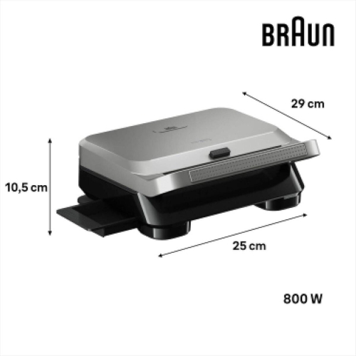 Sandwichera Grill y Gofrera 800W Placas Extraíbles BRAUN SM5006