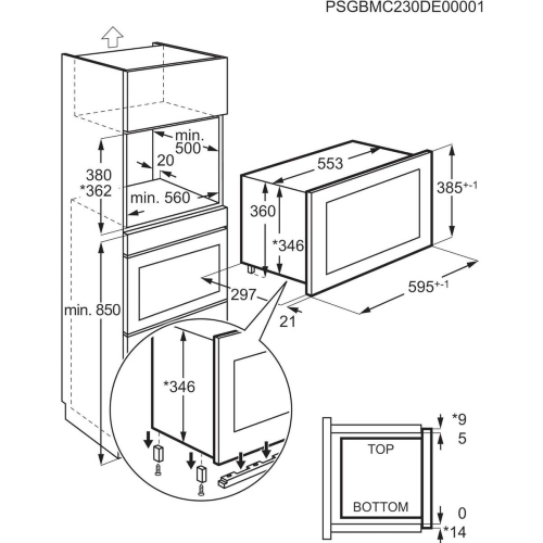 Microondas AEG OS5MG20EB 20L con Grill 1000W Cristal Negro Integrable