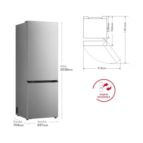 Frigorífico Combi Inox Clase D LG GBBW322DPY