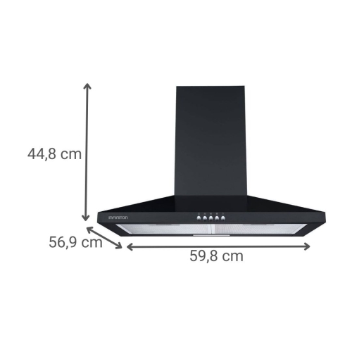 Campana Decorativa Piramidal 60 cm Negra INFINITON CMPP64NBH