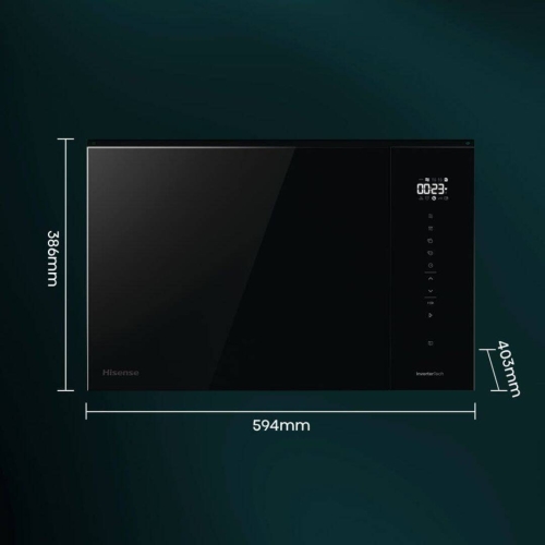 Microondas Integrable Cristal Negro 25L con Grill HISENSE BIM325GI63DBG