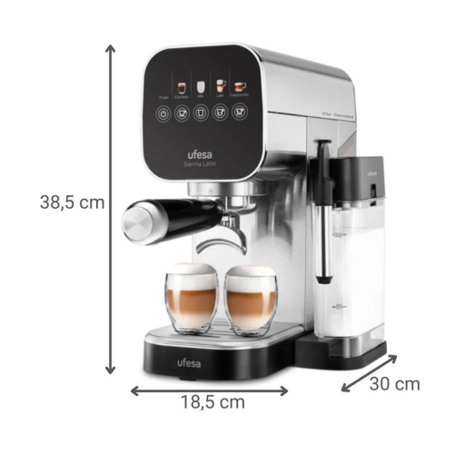 Cafetera Express 20 Bares con Jarra de Leche UFESA SIENNALATTE