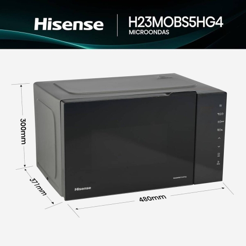Microondas HISENSE H23MOBS5HG4 23L con Grill 1000W Negro Libre Instalación