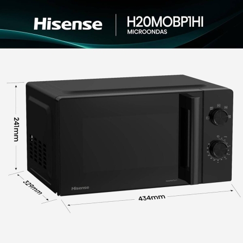 Microondas Hisense 20L Negro con Tecnología Inverter H20MOBP1HI