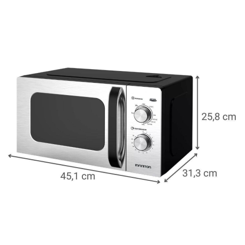 Microondas Infiniton MWGX2090 20L con Grill 800W Acabado Inoxidable
