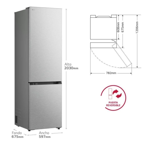 Frigorífico Combi LG G88S726AM8 No Frost Inox Antihuellas 375L Clase A