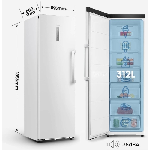 Congelador Vertical HISENSE FT3K310SAIE1 No Frost 312L Blanco Display Exterior