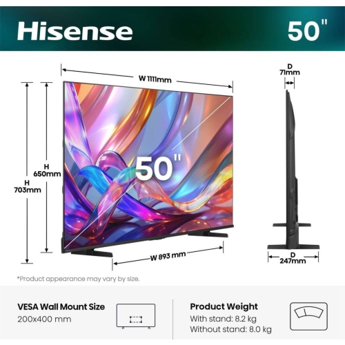 Televisor 50" QLED 4K Smart TV Dolby Vision HISENSE 50Q7S