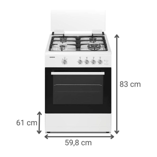 Cocina de Gas INFINITON 4 Fuegos Blanca 60 cm CC60BBLE