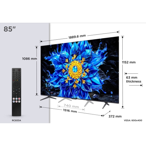 Televisor 85" TCL Mini LED 144Hz con Google TV 85P8L
