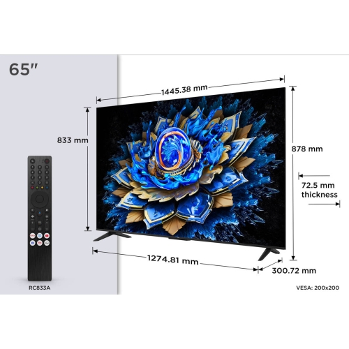 Televisor 65" TCL QLED 4K con Google TV 65T69C