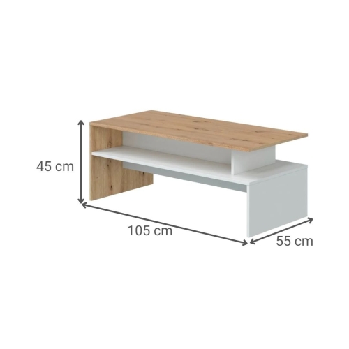 Mesa de Centro en Roble Nodi y Blanco Artik LYRA 011644W