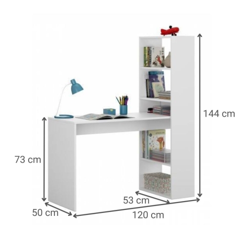 Escritorio con Estantería de Melamina color Blanco GIO 008314A