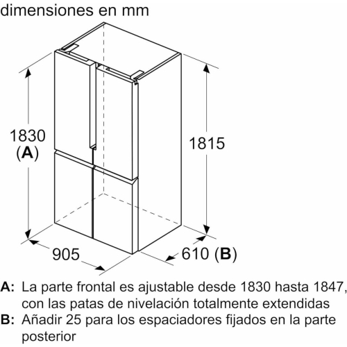 Frigorífico Multipuerta Balay 605L Acero Inox. 3KME592XI