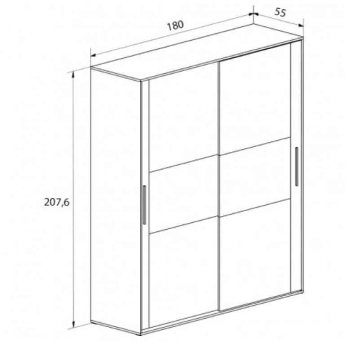 Armario dos puertas correderas de 208 cm modelo CABRA acabado en blanco con detalle en grafito