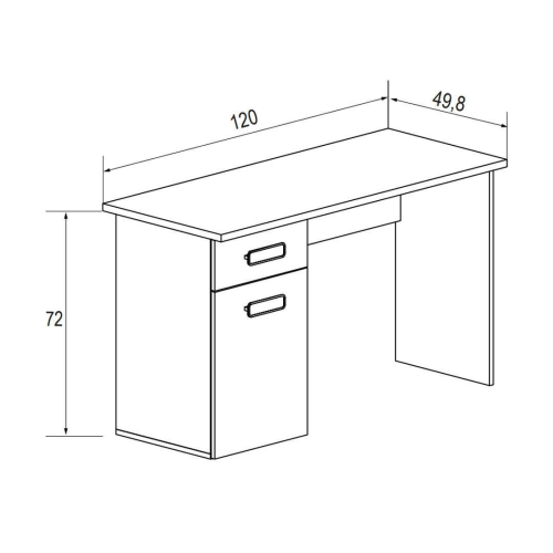 Mesa Estudio de 120 cm con Cajón y Puerta Cambrian/Blanco