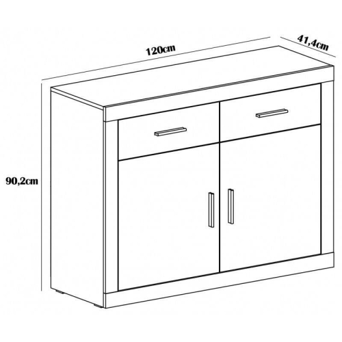 Aparador 2 puertas LARA 90x120x41 en color cambrian blanco