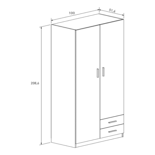 Armario de 2 Puertas y 2 Cajones 208 cm AURA