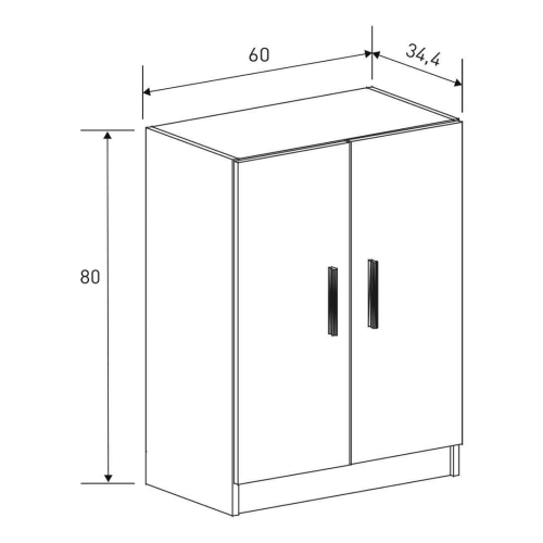 Mueble Bajo de 2 Puertas de Cocina de Melamina AURA