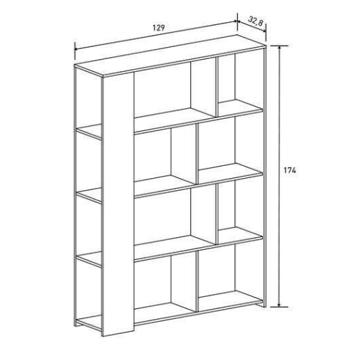Estantería de Melamina de 129 cm Blanco-Roble SOTO