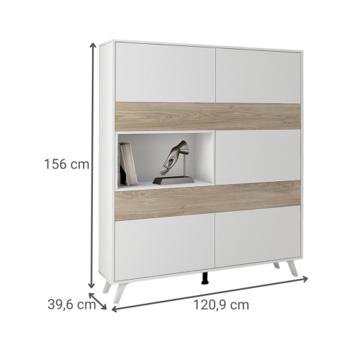 Vitrina de Salón Color Blanco y Roble SOTO C029SOTOVIT BLE
