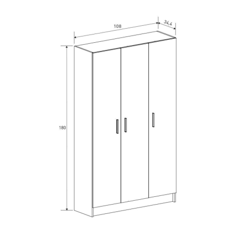 Mueble Multiusos 3 Puertas con Estantes ELBA Acabado Mauvella-Beig A031EL01MVG