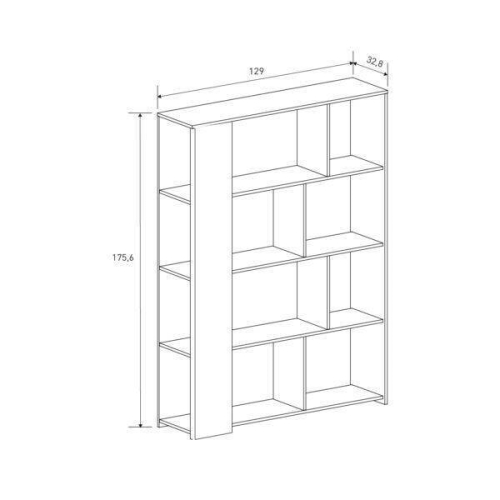 Estantería de Salón de 129 cm Asimétrica en Melamina Mauvella ELBA A031EL29MAU