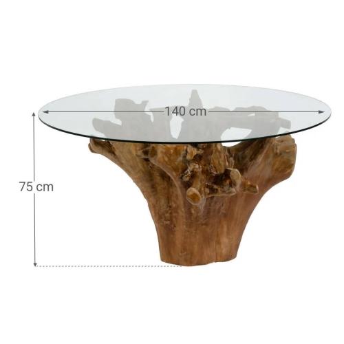 Mesa de Comedor de Diseño de Cristal y Madera de Teca 607433
