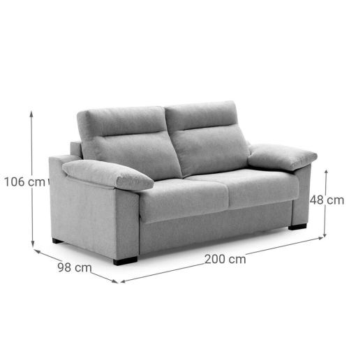 Sofá Cama 3 Plazas de Apertura Italiana con Colchón de 18 cm TARANCÓN