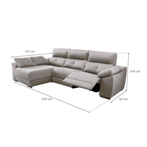 Chaise Longue Relax Eléctrico Tapizado en Tela Izquierda MÁXIMO