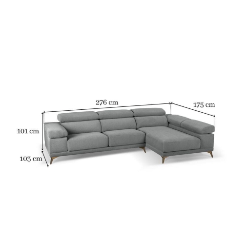 Chaise Longue con Asientos Deslizantes Tapizado en Tela Derecha NIZA