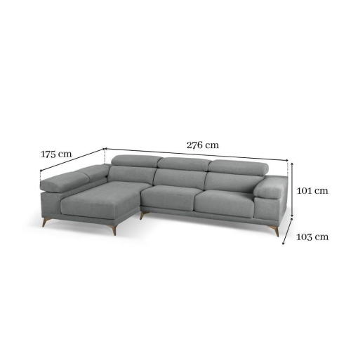 Chaise Longue con Asientos Deslizantes Tapizado en Tela Izquierda NIZA
