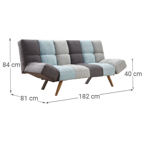 Sofá Cama 3 Plazas Clic-Clac con Diseño a Cuadros HAWAI